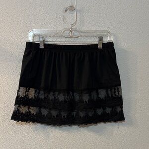 Elegant Black Lace Trim Skirt